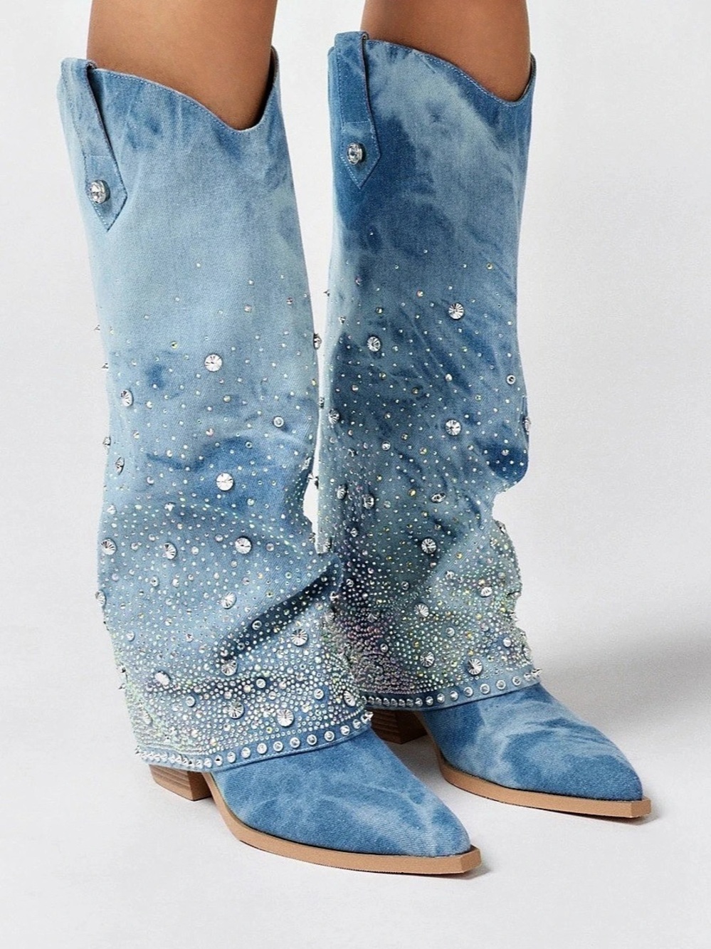 Azalea Wang Mellow Denim Cowboy Boot
